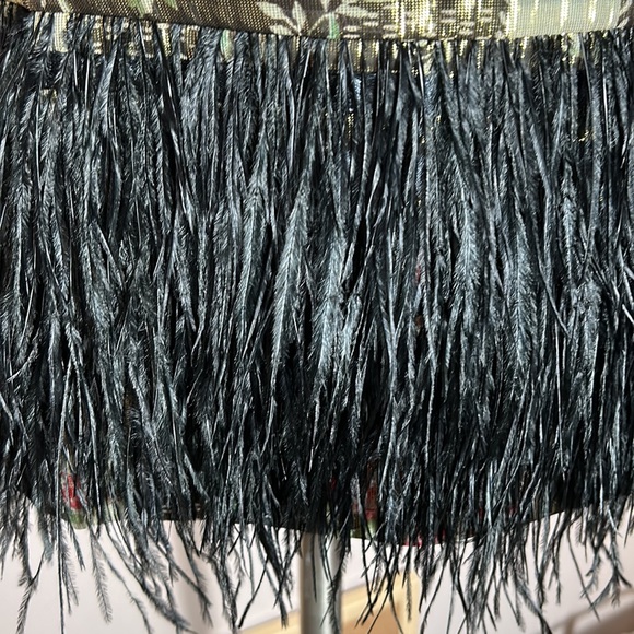 LOVESHACKFANCY Set Dusty Crop Cami Midnight Ruby & Risha Feather Trim Mini Skirt - Picture 13 of 17